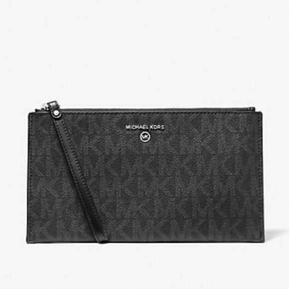 Michael Kors Jet Set Large Logo Wristlet - Black - Picture 1 of 8